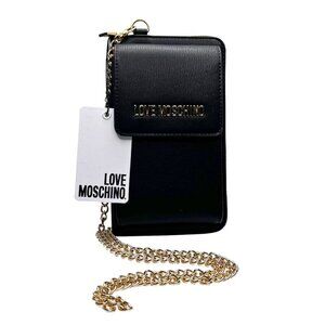 NWT LOVE MOSCHINO BLACK FAUX LEATHER GOLD CHAIN CROSSBODY BAG - OS